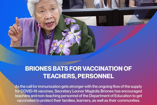 Briones bats for vaccination of teachers, personnel