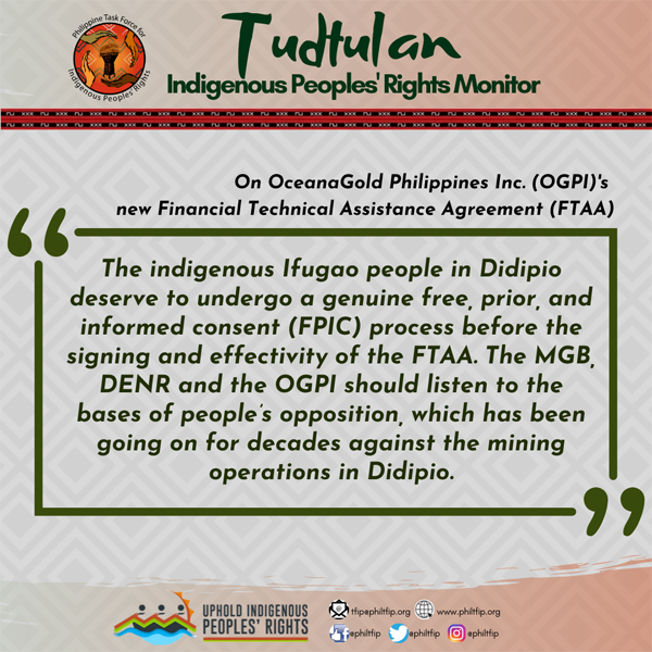 Renewal of OceanaGold’s FTAA will mean more disasters and Suffering for Indigenous Peoples in Nueva Vizcaya