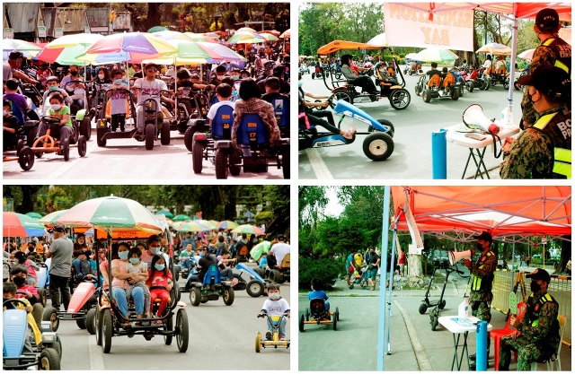 Police officers strictly remind the tourist to wear facemask in parks