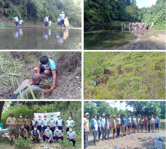 Kapulisan at KKDAT nakiisa sa clean-up drive at tree planting sa Alfonso Lista, Ifugao