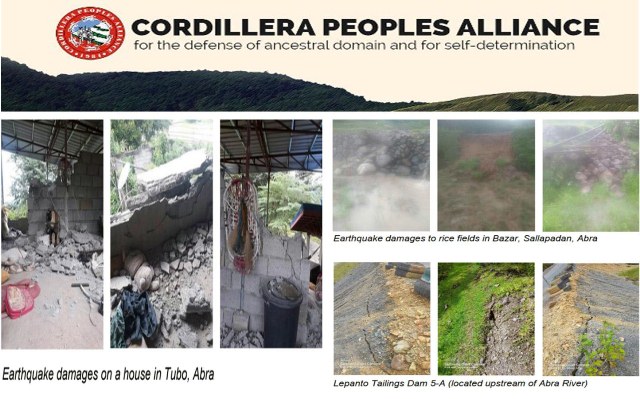 Urgent appeal for support to Earthquake-affected areas in the Cordillera.