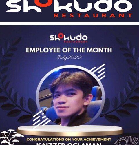 Young Filipino Online News publisher honored as Employee of the Month at a famous Japanese Restaurant in Dubai.