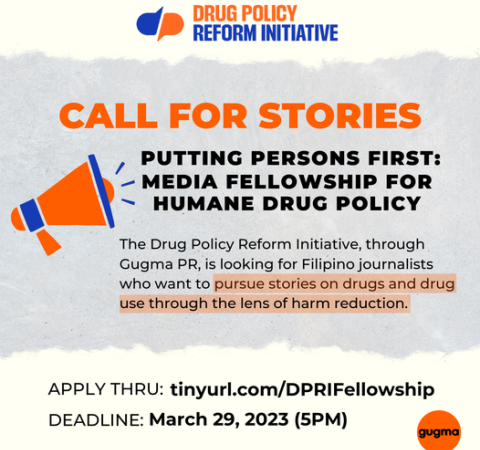 Media Fellowship now open for Filipino journalists interested in covering drugs and drug policy reforms