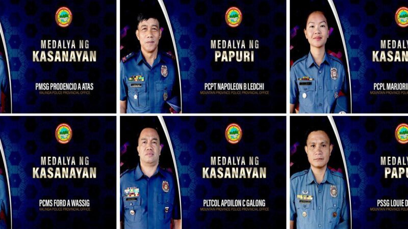SIX PRO CORDILLERA COPS RECOGNIZED FOR THEIR NOTABLE ACCOMPLISHMENTS