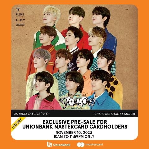 CARAT, Buy Your SEVENTEEN TOUR ‘FOLLOW’ TO BULACAN Tickets Early with Your UnionBank Mastercard Credit or Debit Card!
