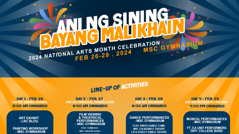 MSC Arts Month Culminating Week set on Feb 26 – 29, 2024