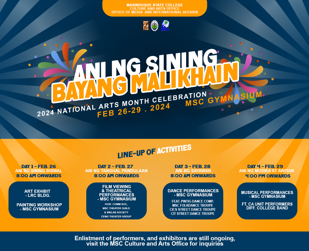 MSC Arts Month Culminating Week set on Feb 26 – 29, 2024