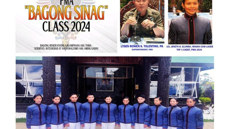 Cadet 1CL Jeneth B. Elumba was top 1 of PMA Bagong Sinag Class 2024