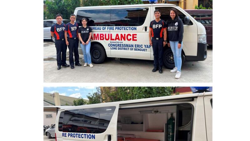 Yap donates ambulance to BFP – Benguet