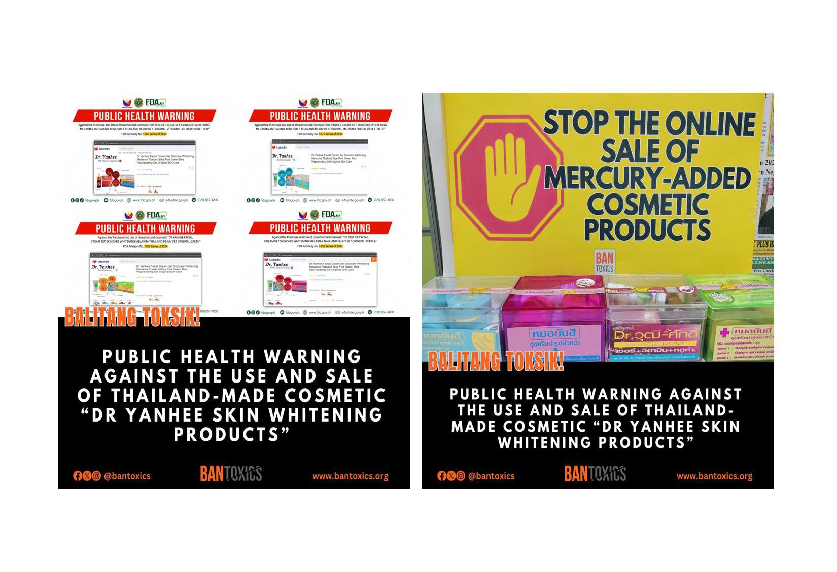BAN Toxics commends FDA against Thailand-made Dr. Yanhee Facial Set Skincare Beauty Products
