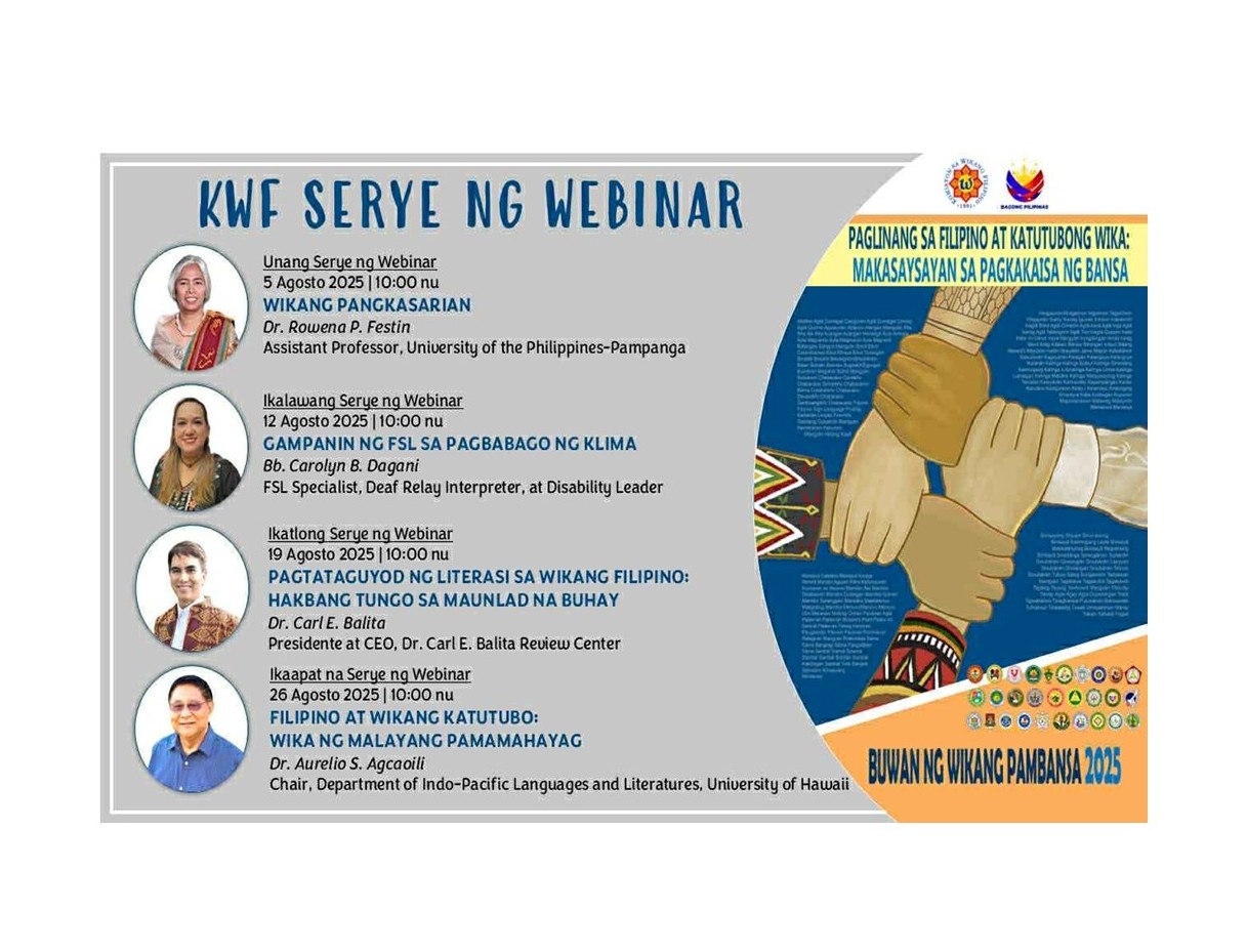 KWF SERYE NG WEBINAR SA BUWAN NG WIKANG PAMBANSA 2025