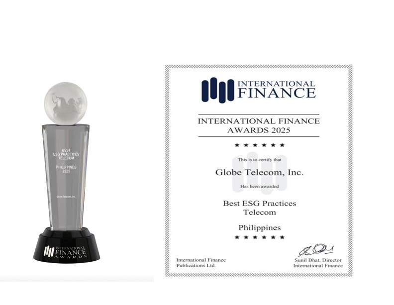 Globe bags Best ESG Practices in Telco (PH) at 2025 International Finance Awards