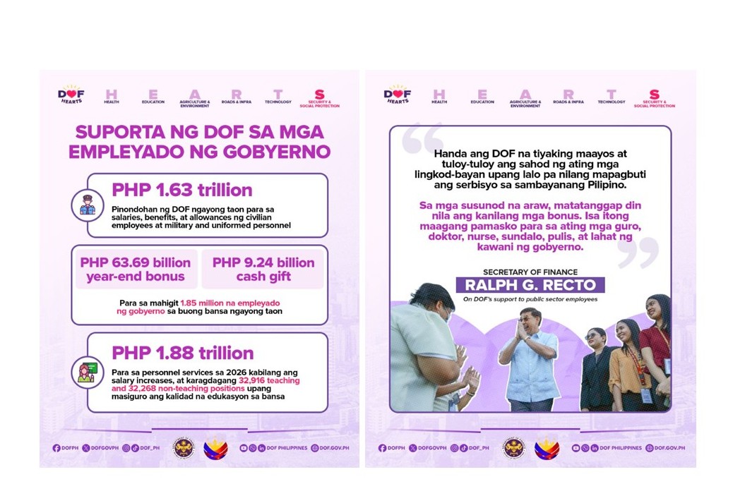 DOF HEARTS Series: Social Protection DOF ensures efficient delivery of quality public services by funding salaries and bonuses of government workers