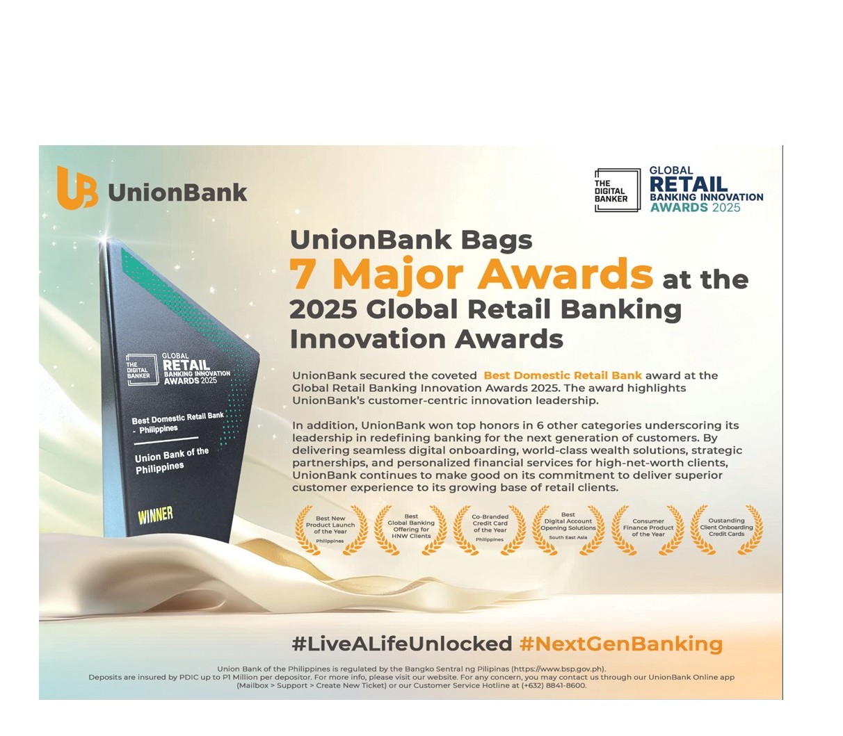 Defining NextGen Banking: UnionBank’s Award Haul at the 2025 Global Retail Banking Innovation Awards