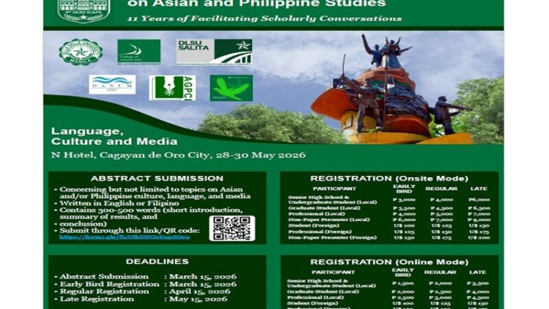 Pandaigdigang Kumperensiya sa Araling Asyano at Filipino sa darating na Pambansang Buwan ng Pamana