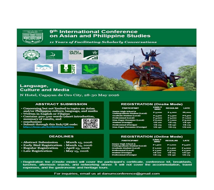 Pandaigdigang Kumperensiya sa Araling Asyano at Filipino sa darating na Pambansang Buwan ng Pamana