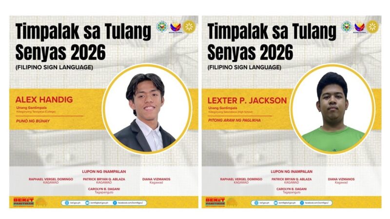 Lexter P. Jackson at Alex Handig Pinakamahusay na Makata ng Tulang Senyas 2026 sa Magkaibang Kategorya