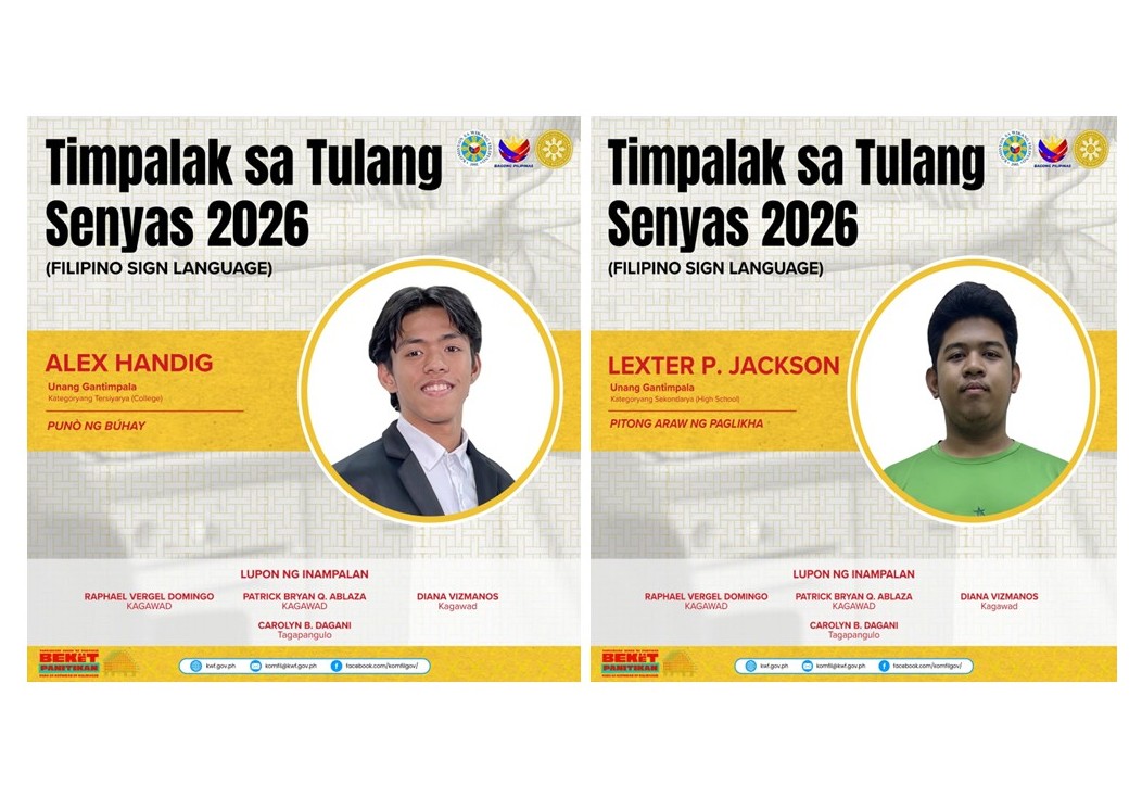 Lexter P. Jackson at Alex Handig Pinakamahusay na Makata ng Tulang Senyas 2026 sa Magkaibang Kategorya