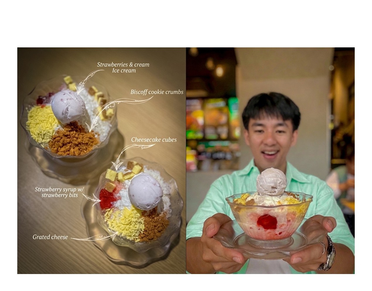 Strawberry, Biscoff, and Cheese in a new Mang Inasal Halo-Halo treat
